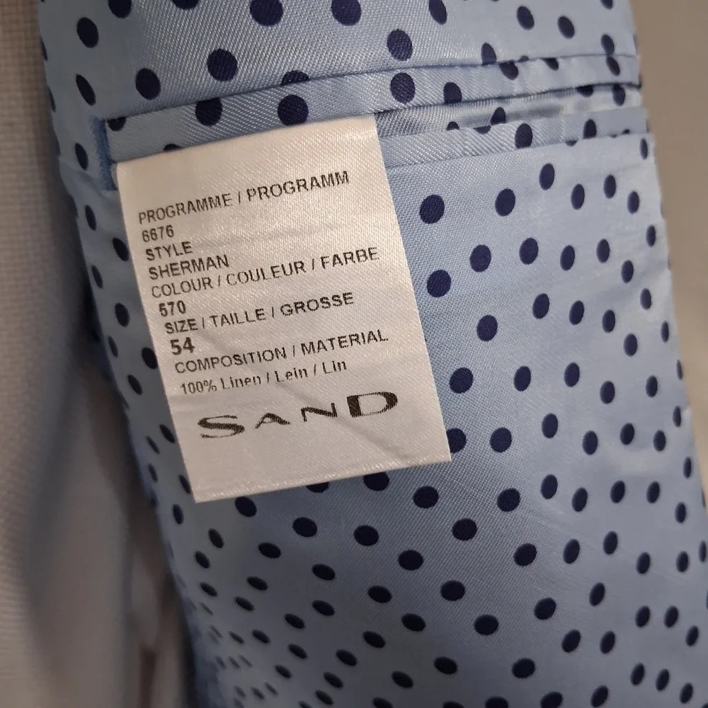 Sand Copenhagen Blazer 42R / 54EU Blue Windowpane Sherman 100% Linen Sport Coat